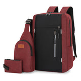 Ensemble sac à dos homme rouge avec sacoche bandoulière et trousse