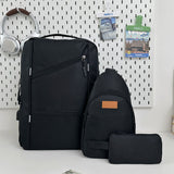 Ensemble sac à dos noir à zip oblique avec sacoche et trousse