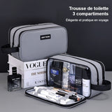 Trousse de toilette homme 3 compartiments Sogaïa avec pochette transparente