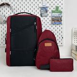 Ensemble sac à dos rouge à zip oblique avec sacoche et trousse