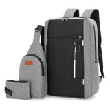 Ensemble sac à dos gris 3 pièces avec port USB