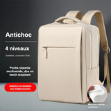 Sac à dos PC portable beige avec rembourrage antichoc