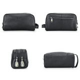 Trousse de toilette pour homme en cuir de luxe bleu vue de face – Trousse de Toilette pour Homme en Cuir de Luxe Sogaïa Contact™ | Sogaïa