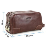 Trousse de toilette pour homme en cuir de luxe cognac vue de face – Trousse de Toilette pour Homme en Cuir de Luxe Sogaïa Contact™ | Sogaïa