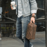 Bolsa de toalete aberta de couro marrom – Bolsa de toalete de couro marrom Sogaïa™ | Sogaia