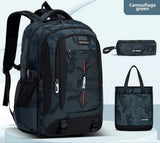 Sac à dos cabine noir camouflage en SET avec trousse et sac cabas assortis