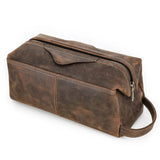 Bolsa de toalete de couro marrom