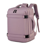 Sac à dos avion mauve vu de profil avec bretelles