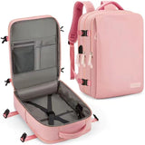 Sac à dos de voyage rose avec ouverture totale à plat