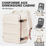 Sac à dos sous vide 40x30x20 crème, vues extérieur et intérieur | Sogaïa