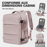 Sac à dos sous vide 40x30x20 rose, vues extérieur et intérieur | Sogaïa