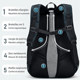 Bretelles et dos matelassés respirants du sac à dos