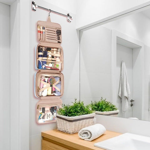 Trousse de toilette pliable pour femme vue de profil – Trousse de Toilette Pliable pour Femme | Sogaïa