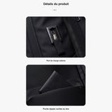 Port de charge USB et poche zippée cachée au dos du sac à dos