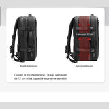 Sac à dos avant et après extension : 12 cm d'épaisseur en plus