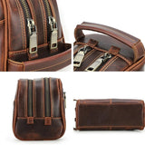 Trousse de toilette homme cuir personnalisée blanc vue de face – Trousse de Toilette Homme en Cuir Personnalisée Sogaïa™ | Sogaïa