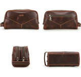 Trousse de toilette homme cuir personnalisée jaune vue de face – Trousse de Toilette Homme en Cuir Personnalisée Sogaïa™ | Sogaïa