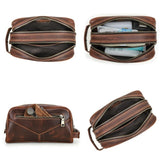 Trousse de toilette homme cuir personnalisée beige vue de face – Trousse de Toilette Homme en Cuir Personnalisée Sogaïa™ | Sogaïa