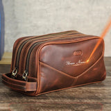 Trousse de toilette homme cuir personnalisée vue de face – Trousse de Toilette Homme en Cuir Personnalisée Sogaïa™ | Sogaïa