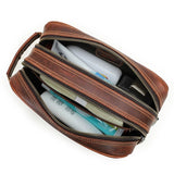 Trousse de toilette homme cuir personnalisée rose vue de face – Trousse de Toilette Homme en Cuir Personnalisée Sogaïa™ | Sogaïa