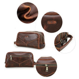 Trousse de toilette homme cuir personnalisée corail vue de face – Trousse de Toilette Homme en Cuir Personnalisée Sogaïa™ | Sogaïa