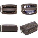 Trousse de toilette en cuir camel vue de face – Trousse de Toilette en Cuir Sogaïa™ | Sogaïa
