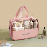 Trousse de toilette personnalisée rose vue de face – Trousse de Toilette Personnalisée Imperméable | Sogaïa