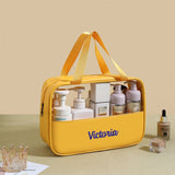 Trousse de toilette personnalisée jaune vue de face – Trousse de Toilette Personnalisée Imperméable | Sogaïa