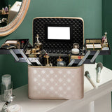 Vanity case rigide pour maquillage bleu marine vue de face – Vanity Case Rigide pour Maquillage KreyKrey™ | Sogaïa