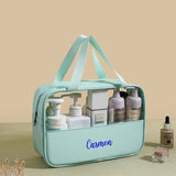 Trousse de toilette personnalisée bleu vue de face – Trousse de Toilette Personnalisée Imperméable | Sogaïa