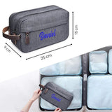 Trousse de toilette homme personnalisée 2 compartiments bleu marine vue de face – Trousse de Toilette Homme Personnalisée à 2 Compartiments | Sogaïa