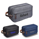 Trousse de toilette homme personnalisée 2 compartiments jaune vue de face – Trousse de Toilette Homme Personnalisée à 2 Compartiments | Sogaïa