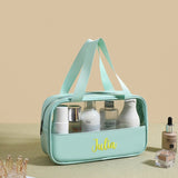 Trousse de toilette personnalisée beige vue de face – Trousse de Toilette Personnalisée Imperméable | Sogaïa