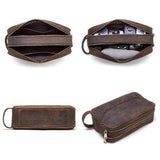 Trousse de toilette homme en cuir de luxe bleu marine vue de face – Trousse de Toilette Homme en Cuir de Luxe Sogaïa™ | Sogaïa