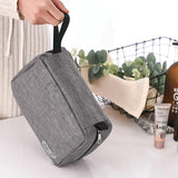 Foldable hanging toiletry bag khaki front view – Foldable hanging toiletry bag | Sogaïa