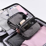 Foldable hanging toiletry bag navy blue front view – Foldable Hanging Toiletry Bag | Sogaïa