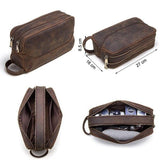 Trousse de toilette homme en cuir de luxe gris vue de face – Trousse de Toilette Homme en Cuir de Luxe Sogaïa™ | Sogaïa