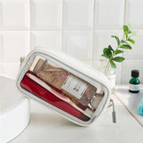 Bolsa de toalete masculina transparente preta, vista frontal – Bolsa de toalete masculina transparente | Sogaia