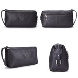 Trousse de toilette homme en cuir noir vue de profil – Trousse de Toilette Homme en Cuir Noir Deep Forest™ | Sogaïa