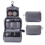 Foldable hanging toiletry bag gray front view – Foldable hanging toiletry bag | Sogaïa