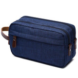 Men's double zip toiletry bag in navy blue, front view – Men's Double Zip Toiletry Bag | Sogaïa