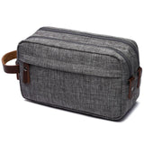 Men's gray double zip toiletry bag, front view – Men's Double Zip Toiletry Bag | Sogaïa