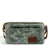 Vintage cognac toiletry bag front view – Vintage Toiletry Bag | Sogaïa