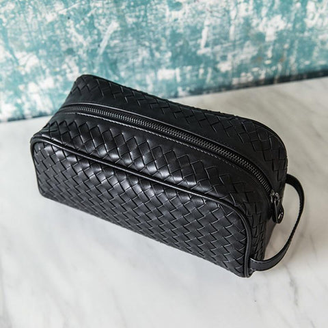 Trousse de Toilette Cuir Tressé Homme