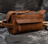 Trousse de toilette cuir vintage cognac vue de face – Trousse de Toilette Cuir Vintage Vintime™ | Sogaïa
