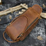 Trousse de toilette cuir vintage détail coutures – Trousse de Toilette Cuir Vintage Vintime™ | Sogaïa