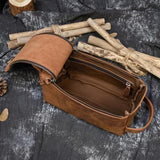 Trousse de toilette cuir vintage noir vue de face – Trousse de Toilette Cuir Vintage Vintime™ | Sogaïa