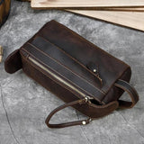 Trousse de toilette cuir vintage ouverte – Trousse de Toilette Cuir Vintage Vintime™ | Sogaïa