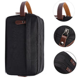 Men's double zip toiletry bag profile view – Men's Double Zip Toiletry Bag | Sogaïa