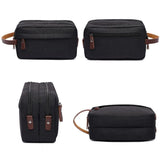 Men's double zip toiletry bag black front view – Men's Double Zip Toiletry Bag | Sogaïa